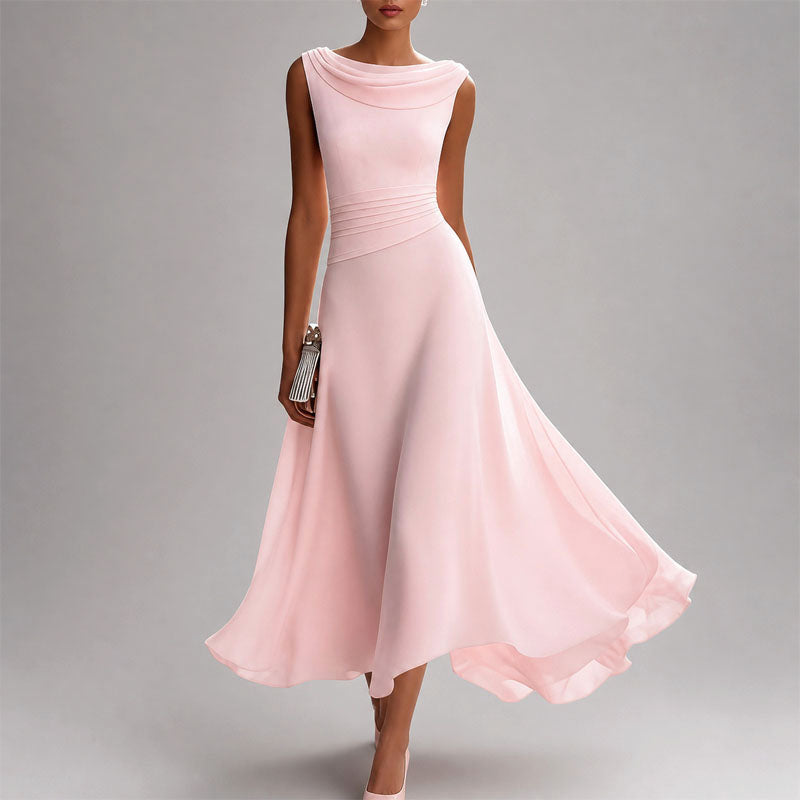 Harlene - Women's Low Back Cocktail Midi Dress
