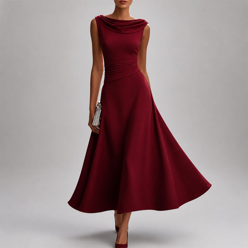 Harlene - Women's Low Back Cocktail Midi Dress