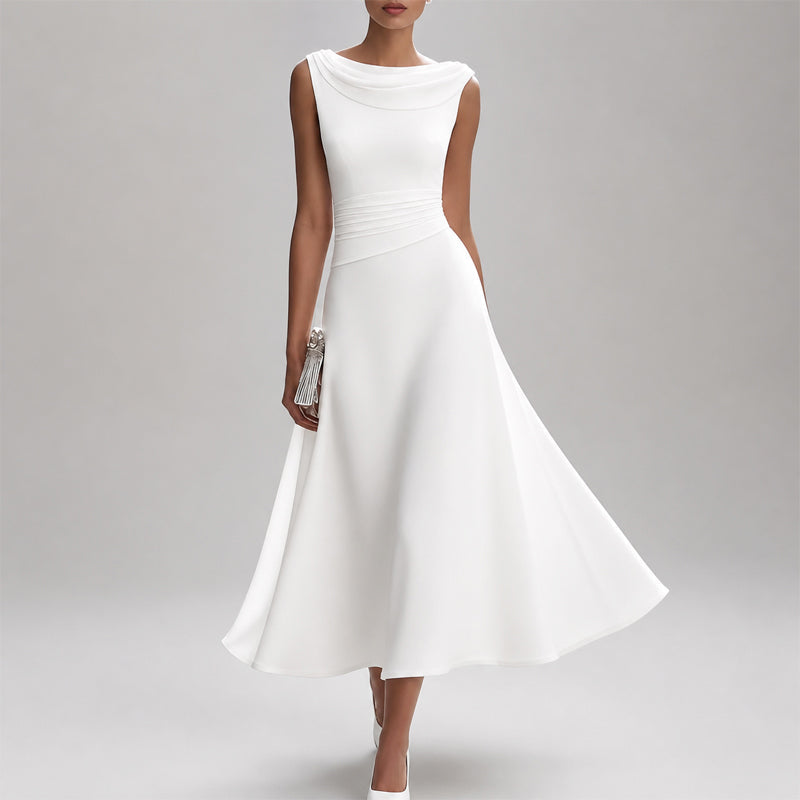 Harlene - Women's Low Back Cocktail Midi Dress