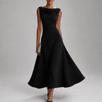 Harlene - Women's Low Back Cocktail Midi Dress