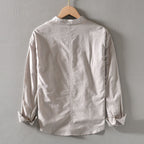 Henry - Men's Linen Collar Henley Long Sleeve Shirt