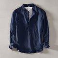 Henry - Men's Linen Collar Henley Long Sleeve Shirt