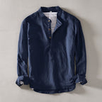 Henry - Men's Linen Collar Henley Long Sleeve Shirt