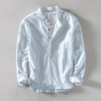 Henry - Men's Linen Collar Henley Long Sleeve Shirt