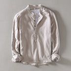 Henry - Men's Linen Collar Henley Long Sleeve Shirt