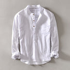 Henry - Men's Linen Collar Henley Long Sleeve Shirt