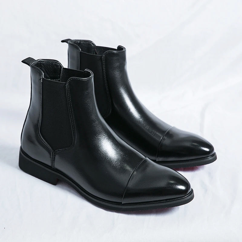 Isaac - Men's Slip-On Leather Ankle Boots