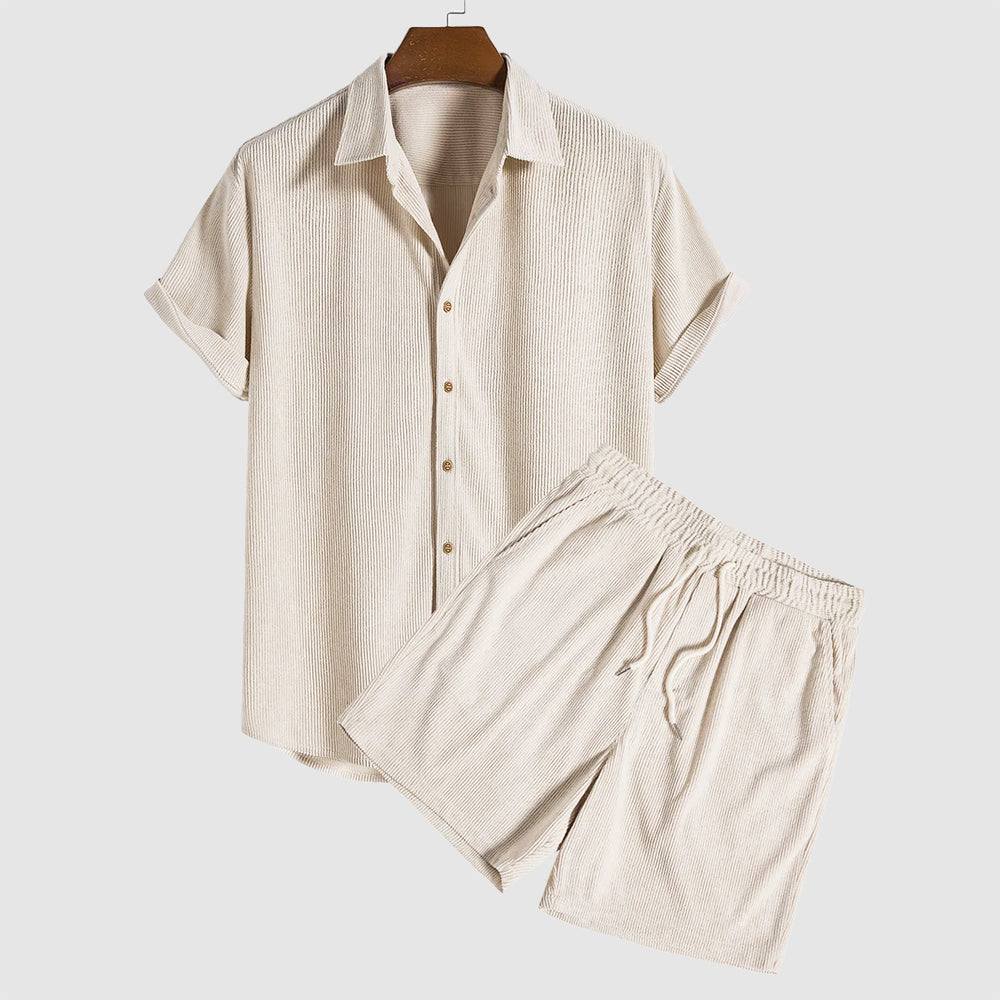 Jace - Men's Textured Short Sleeve Shirt & Shorts Set