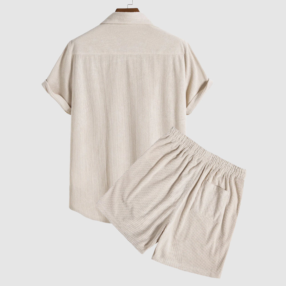 Jace - Men's Textured Short Sleeve Shirt & Shorts Set