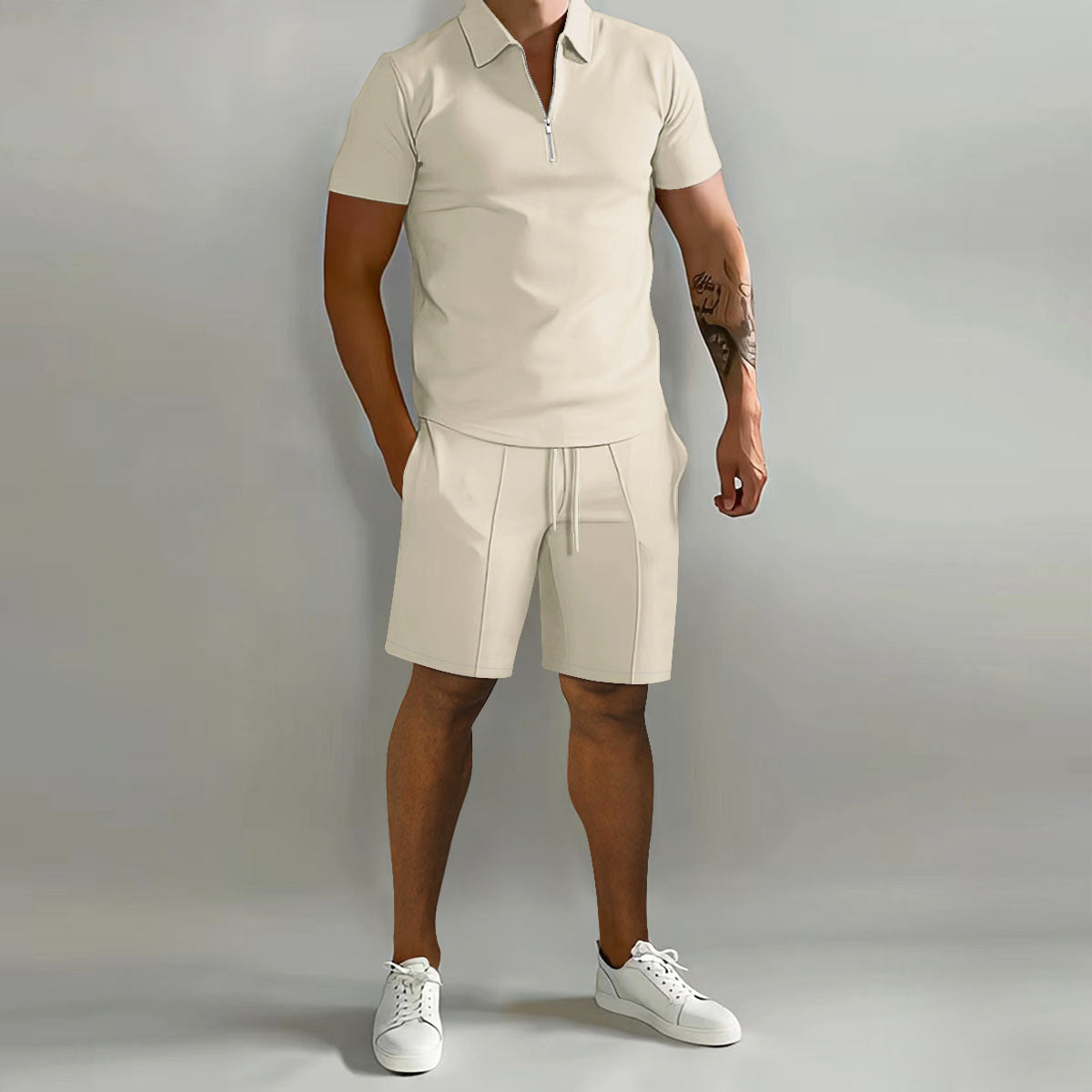Jack - Men's Zip Collar Polo Shirt & Shorts Set