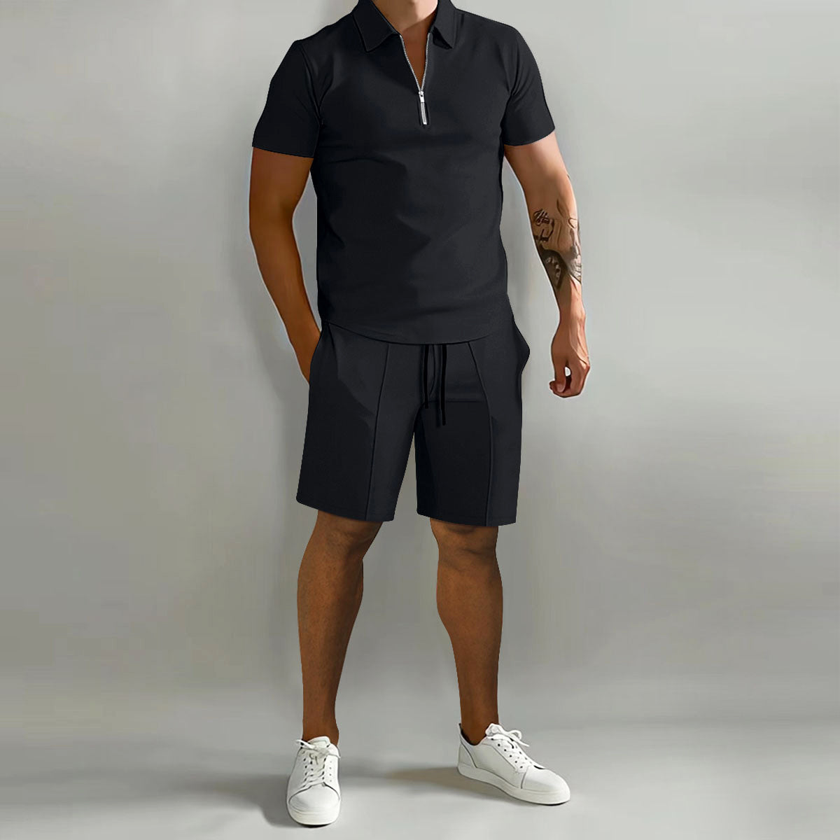 Jack - Men's Zip Collar Polo Shirt & Shorts Set