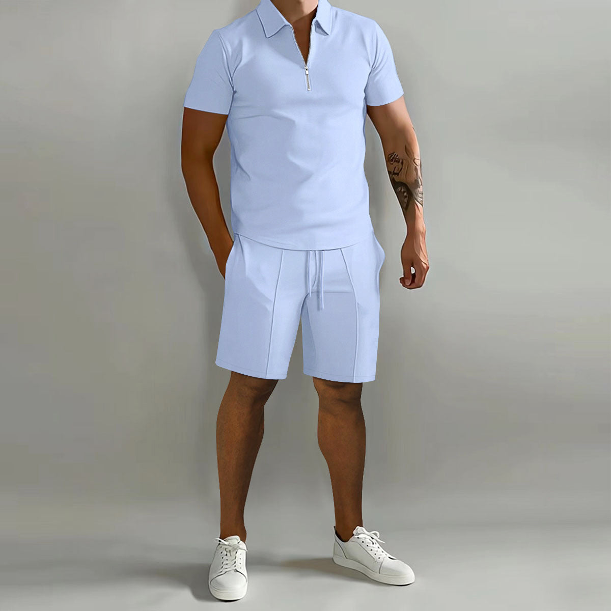 Jack - Men's Zip Collar Polo Shirt & Shorts Set