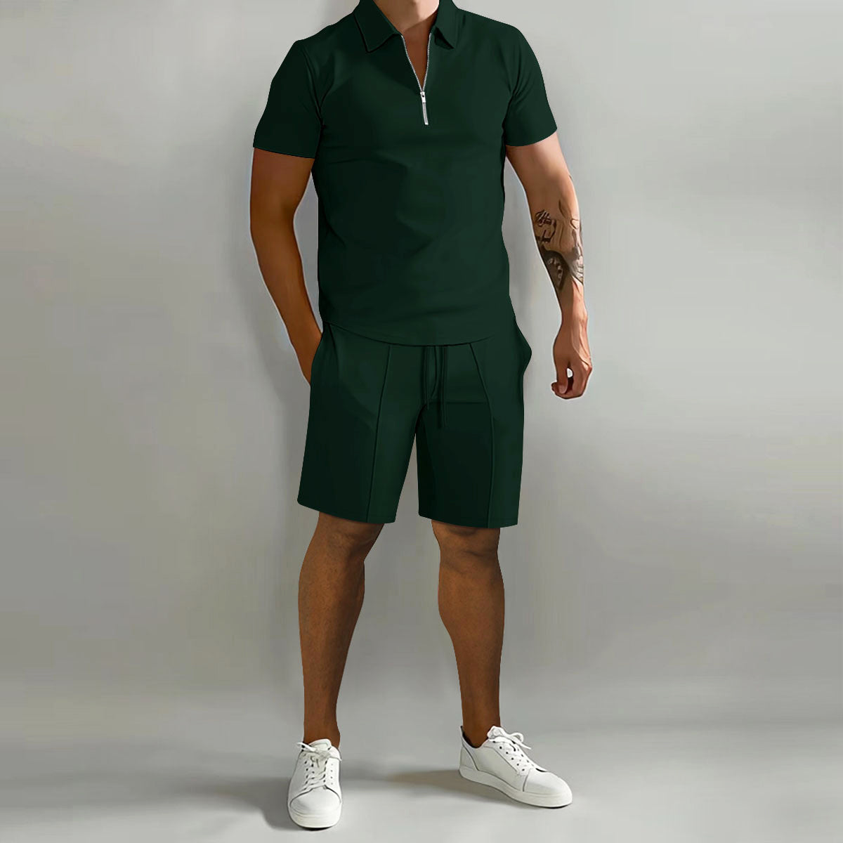 Jack - Men's Zip Collar Polo Shirt & Shorts Set