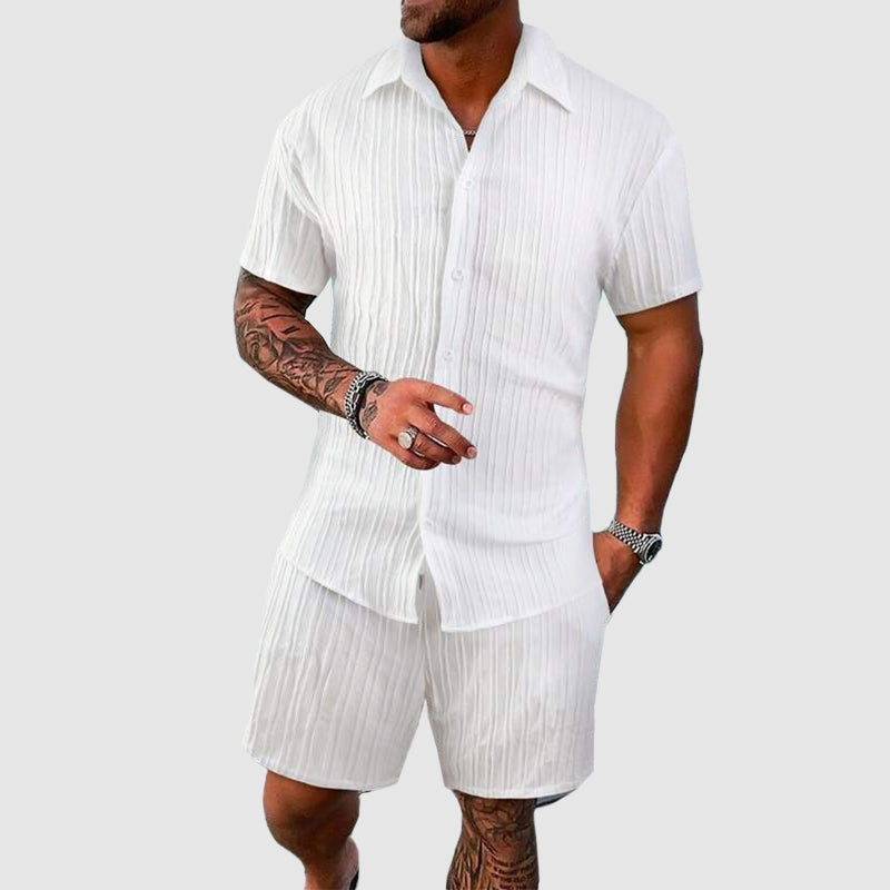 Jacob – Men's Linen Button-Down Short Set 1