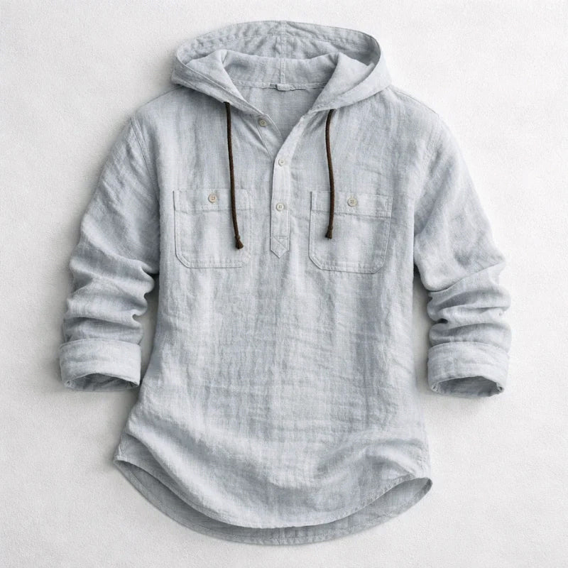 James - Men's Cotton Long Sleeve Hooded Shirt