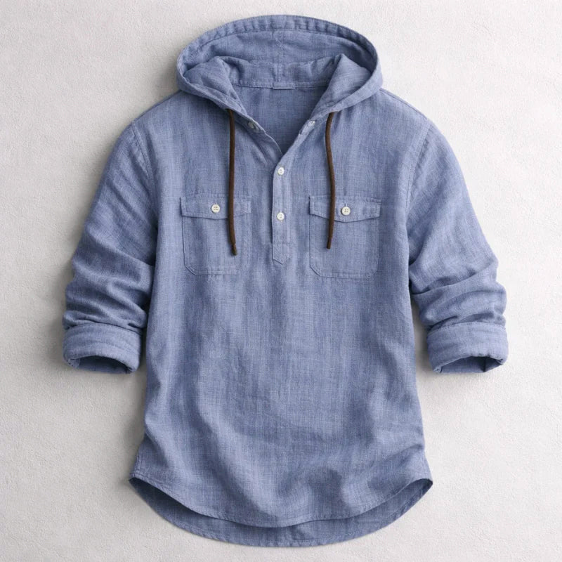 James - Men's Cotton Long Sleeve Hooded Shirt