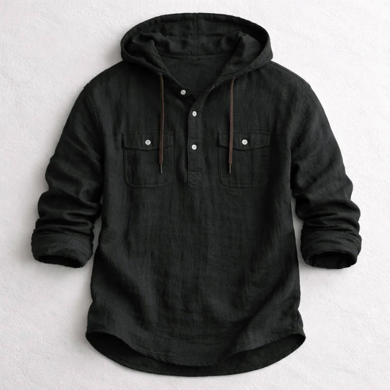 James - Men's Cotton Long Sleeve Hooded Shirt