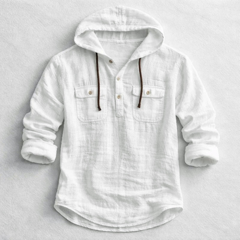 James - Men's Cotton Long Sleeve Hooded Shirt