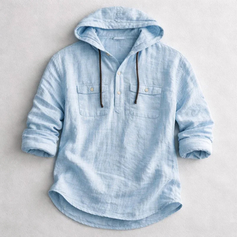 James - Men's Cotton Long Sleeve Hooded Shirt