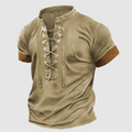 James - Men's Lace-Up Short Sleeve Henley Shirt