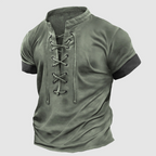 James - Men's Lace-Up Short Sleeve Henley Shirt