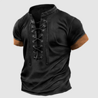 James - Men's Lace-Up Short Sleeve Henley Shirt