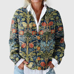 Jessamine - Women's Botanical Print Knit Cardigan