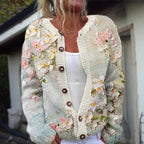 Jessamine - Women's Botanical Print Knit Cardigan