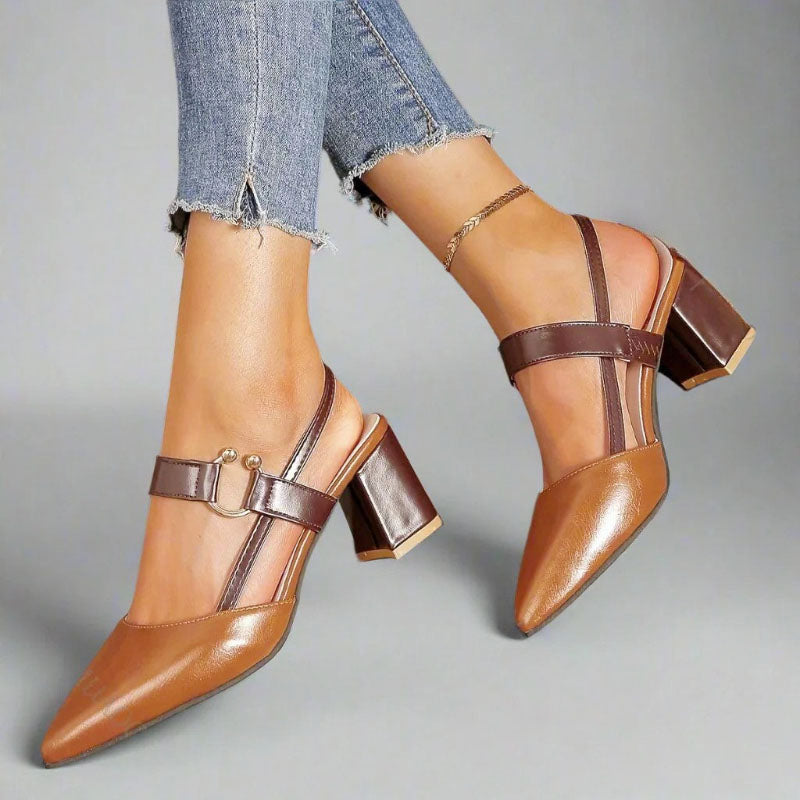 Jessica - Women's Buckled Strap Pointed-Toe Heels