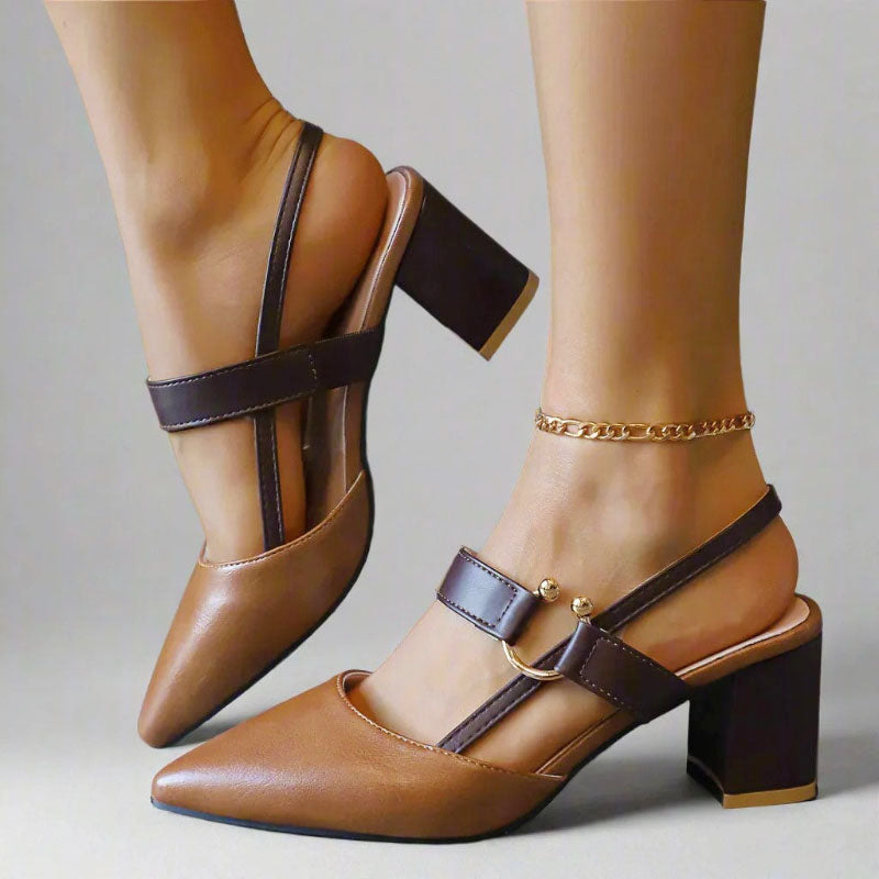 Jessica - Women's Buckled Strap Pointed-Toe Heels