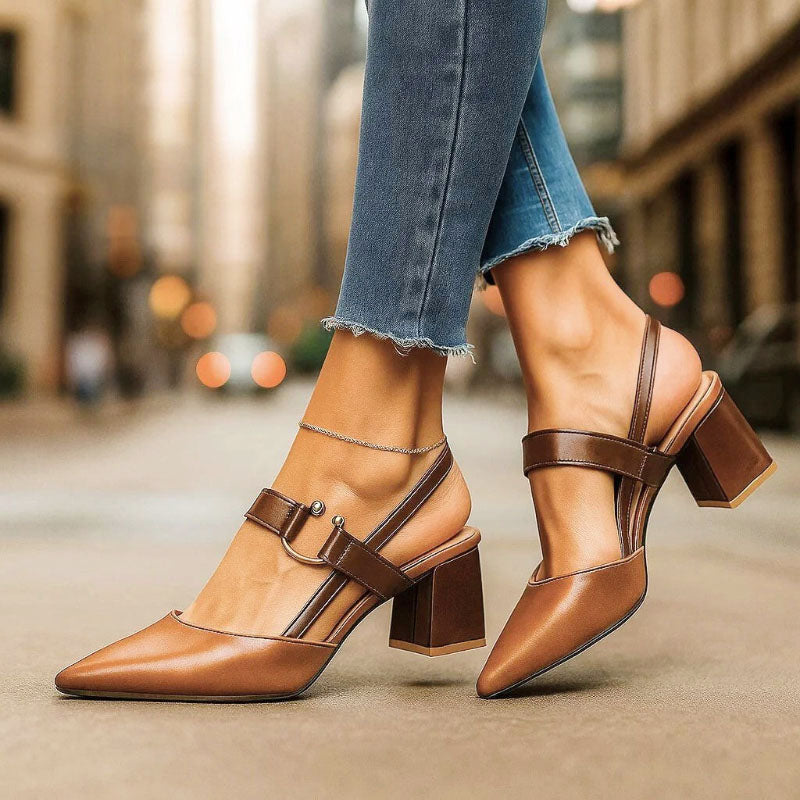 Jessica - Women's Buckled Strap Pointed-Toe Heels
