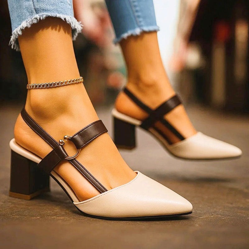 Jessica - Women's Buckled Strap Pointed-Toe Heels