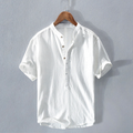 Joren - Men's Linen Mandarin Collar Short Sleeve Shirt