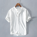 Joren - Men's Linen Mandarin Collar Short Sleeve Shirt