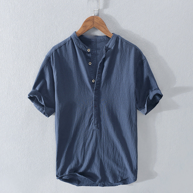 Joren - Men's Linen Mandarin Collar Short Sleeve Shirt