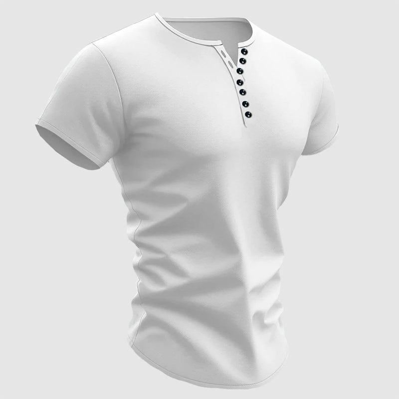 Julian - Men's Short Sleeve Multi-Button Henley Shirt