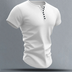 Julian - Men's Short Sleeve Multi-Button Henley Shirt