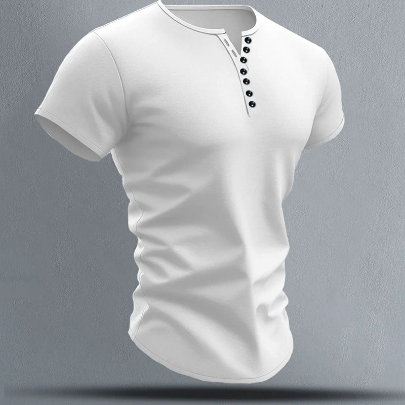 Julian - Men's Short Sleeve Multi-Button Henley Shirt