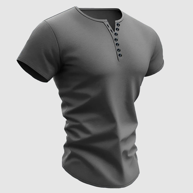 Julian - Men's Short Sleeve Multi-Button Henley Shirt