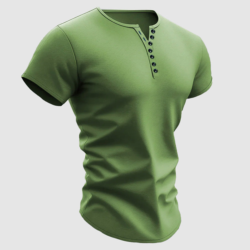 Julian - Men's Short Sleeve Multi-Button Henley Shirt