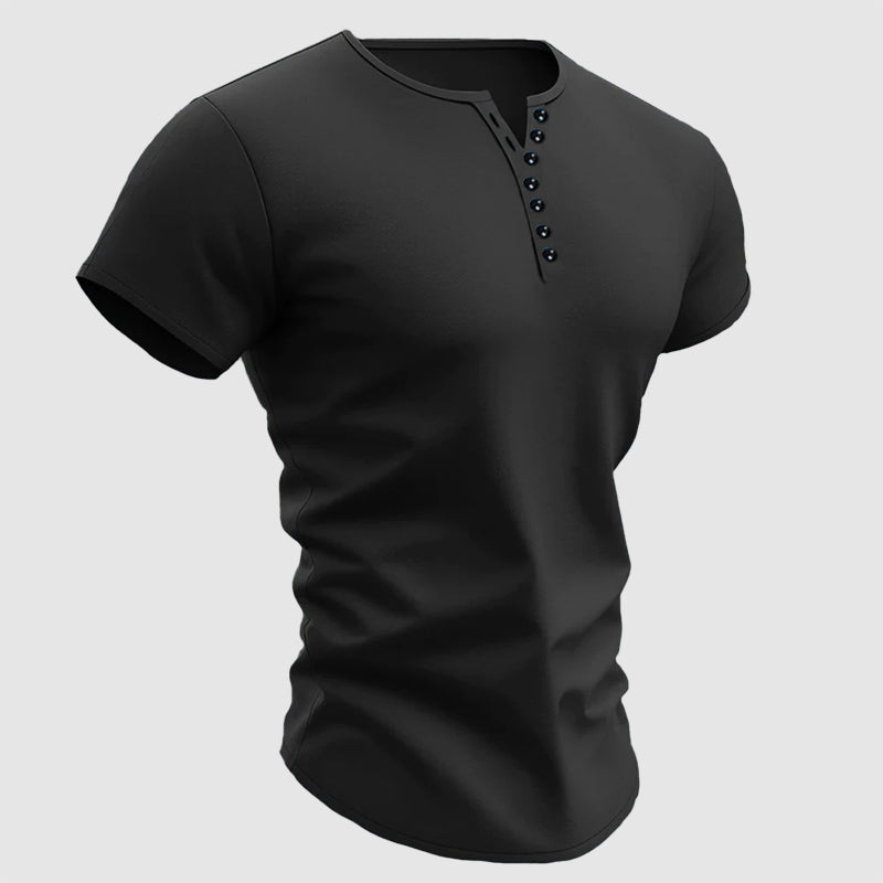Julian - Men's Short Sleeve Multi-Button Henley Shirt