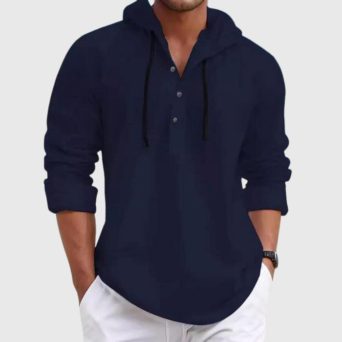 Karl - Men's Casual Hooded Button Placket Shirt