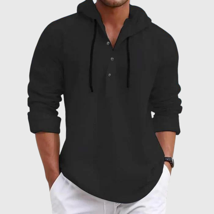 Karl - Men's Casual Hooded Button Placket Shirt