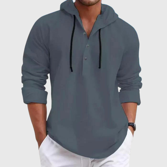 Karl - Men's Casual Hooded Button Placket Shirt