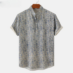 Kayden - Men's Floral Print Short Sleeve Henley Shirt