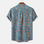 Kayden - Men's Floral Print Short Sleeve Henley Shirt