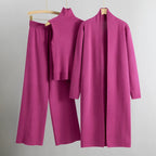 Kim - Women's Three-Piece Ribbed Knit Lounge Set