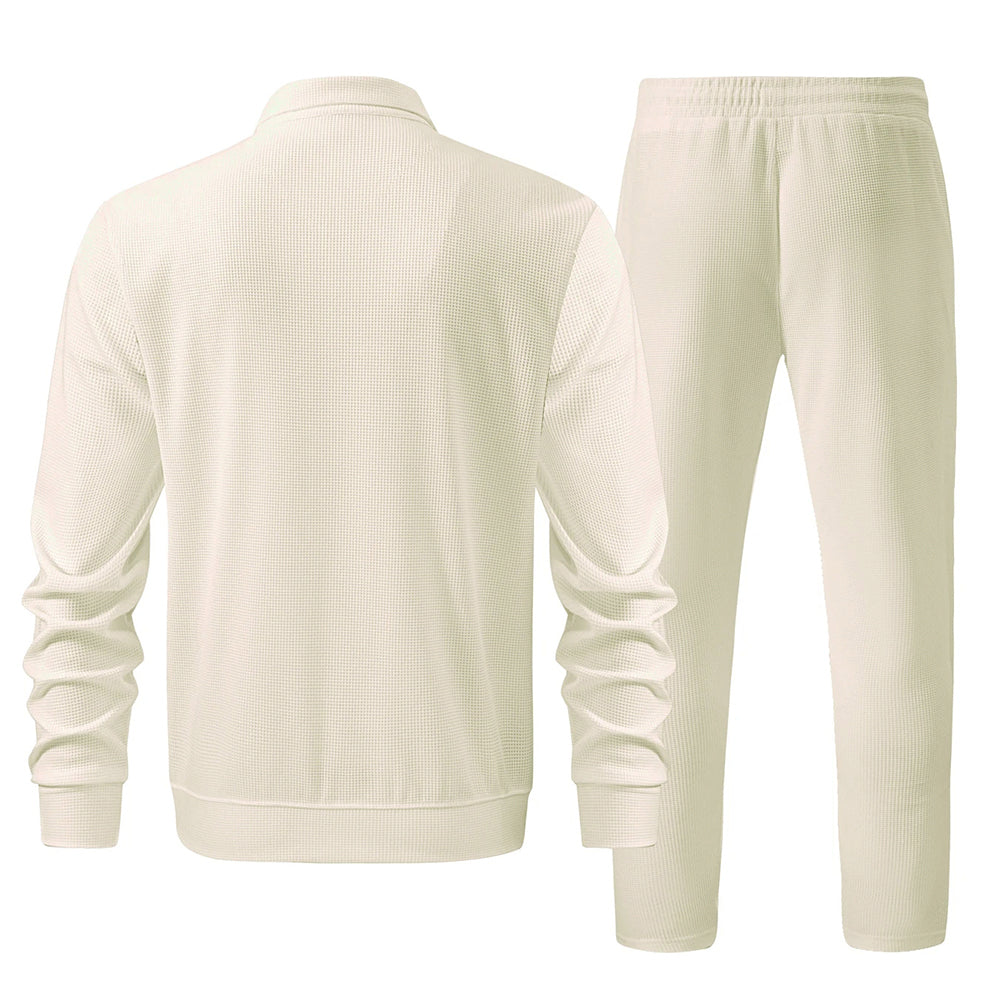 Leon - Men's Textured Zip-Up Tracksuit Set