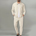 Leon - Men's Textured Zip-Up Tracksuit Set