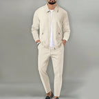 Leon - Men's Textured Zip-Up Tracksuit Set